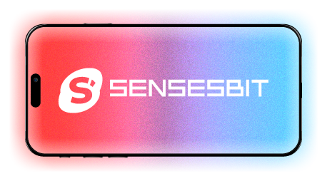 Mock up de un movil mostrando el logo de SENSESBIT